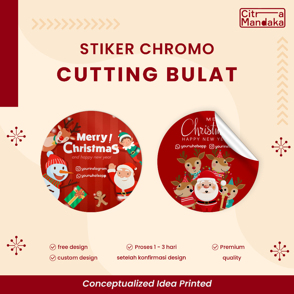 Stiker Natal Label Makanan Custom Toples Kue Kering Logo OlShop Chromo Free Design