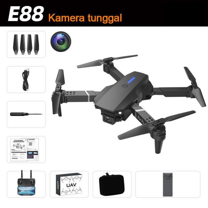 Roscloud Drone E88 Pro,  pesawat tanpa awak quadcopter dengan kontrol jarak jauh kamera tunggal dan 