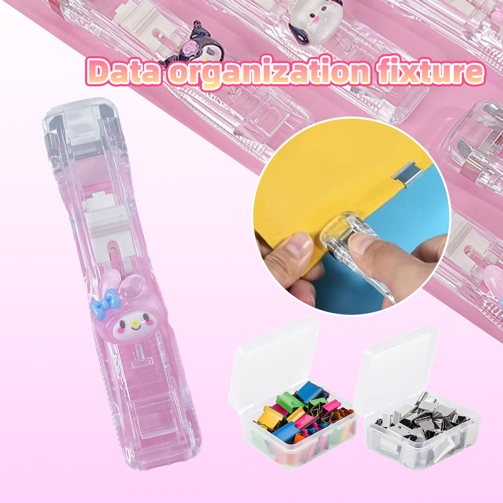 1pc alat penjepit kertas jilid Kecil dan ringkas, praktis untuk penataan meja Dispenser penjepit ker