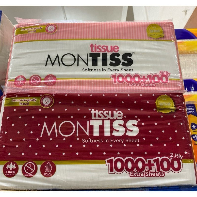 Tisu 1KG Promo Montiss Original 2Ply Montis Facial Tissue 1000 Sheets Tissu Montiss 1000 Gram
