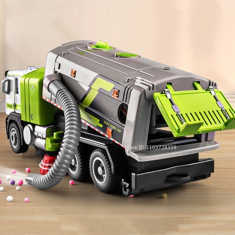 1:50 Electric Sweeper Model Toy Cars Alloy Diecast Garbage Trucks Sound Light Doors Opened Engineeri