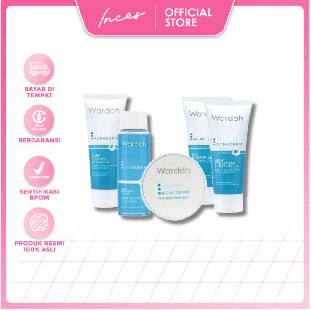 inces - WARDAH Acnederm Series Indonesia / Facial Wash Face Scrub Micellar Water Essence Toner Mist 