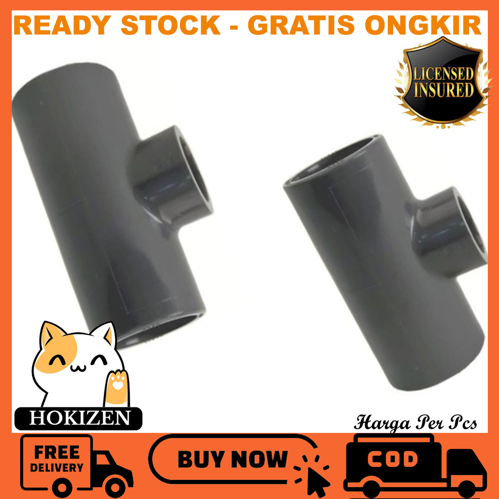 Power Tee Aw Fitting Non Timbal Per Pcs ½ ¾ X ½ ¾ 1x½ 1x¾ 1 1¼ X ½ 1½ X¾  Inch Vlok Polos Sambungan 