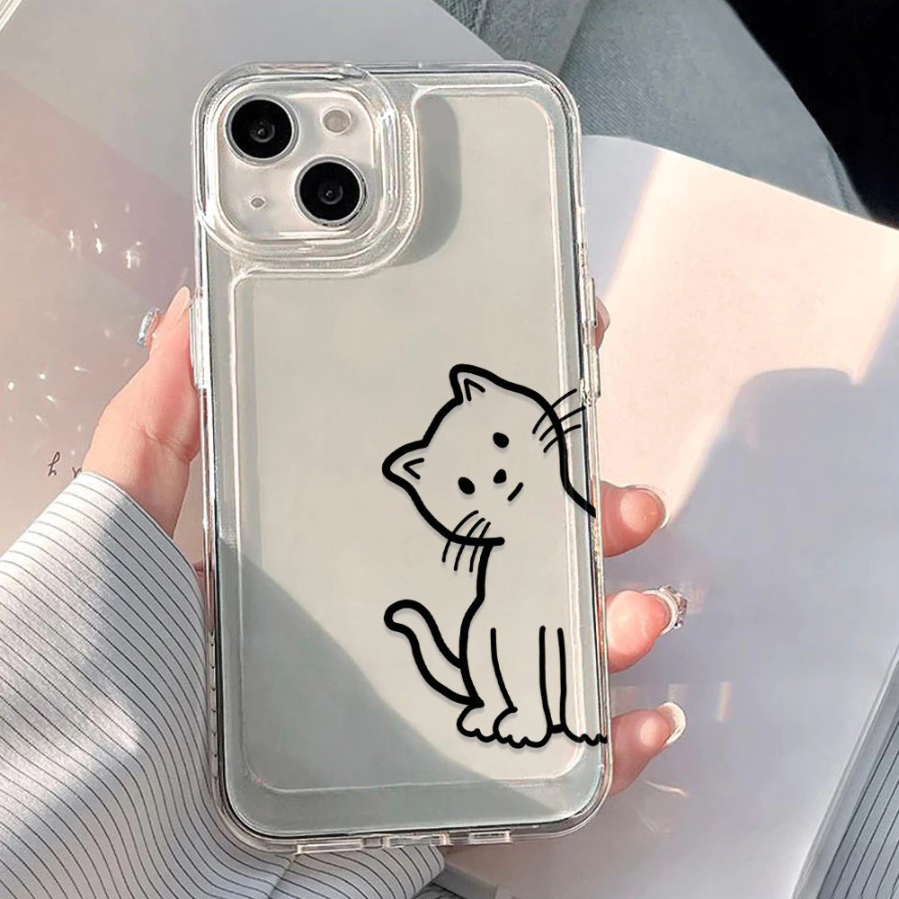 Casing ponsel Kucing Hitam Garis Miringkan Kepala cocok untuk Xiaomi&Redmi POCO M4 Pro 5G POCO M5s P