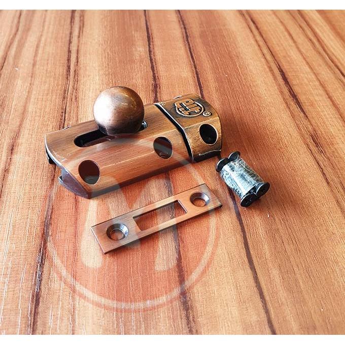 Slot Pintu 5cm / Grendel Pintu kodok 2 inch Merk ELT / Kunci tambahan - AC Coklat Antik
