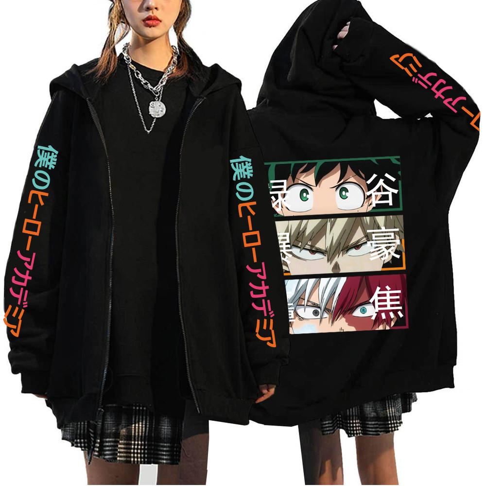 Jaket Anime My Hero Academia Todoroki Shoto Zip Up Hoodie Bakugou Katsuki