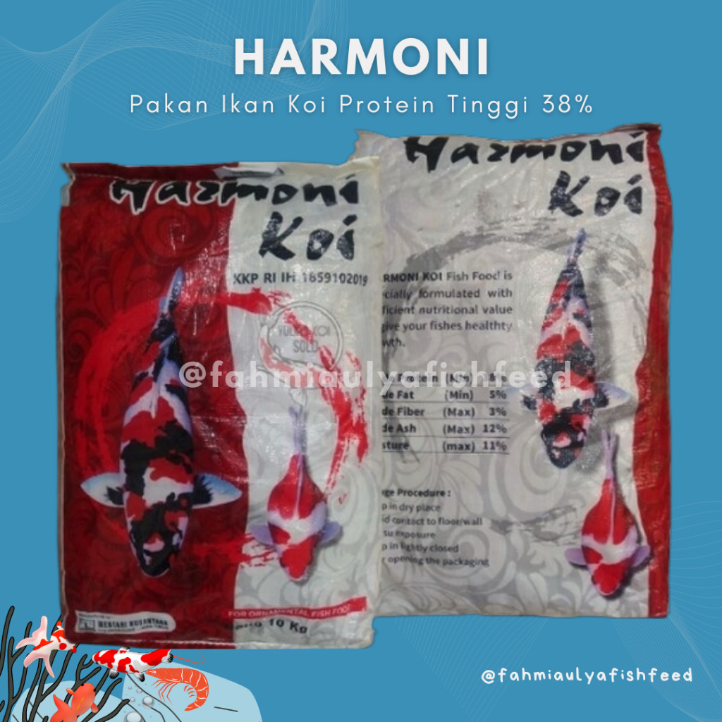 PAKAN IKAN MURAH (Kemasan 2 Kg) Harmoni Koi 1 mm Pakan Ikan Koi Protein Tinggi 38% | Harmoni Koi