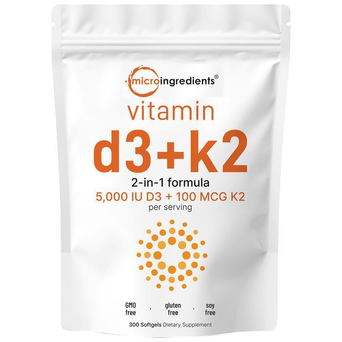 Microingredients Vitamin D3 K2 5000IU 300 Softgel