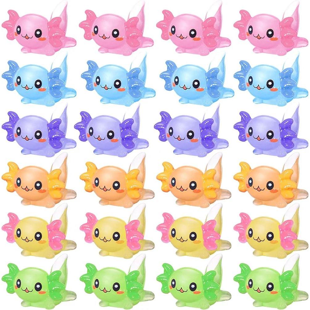 24Pcs Mini Axolotl Resin arms Figurine Axolotl Ornament Tiny Animal Figures for Y Garden Dollhouse P
