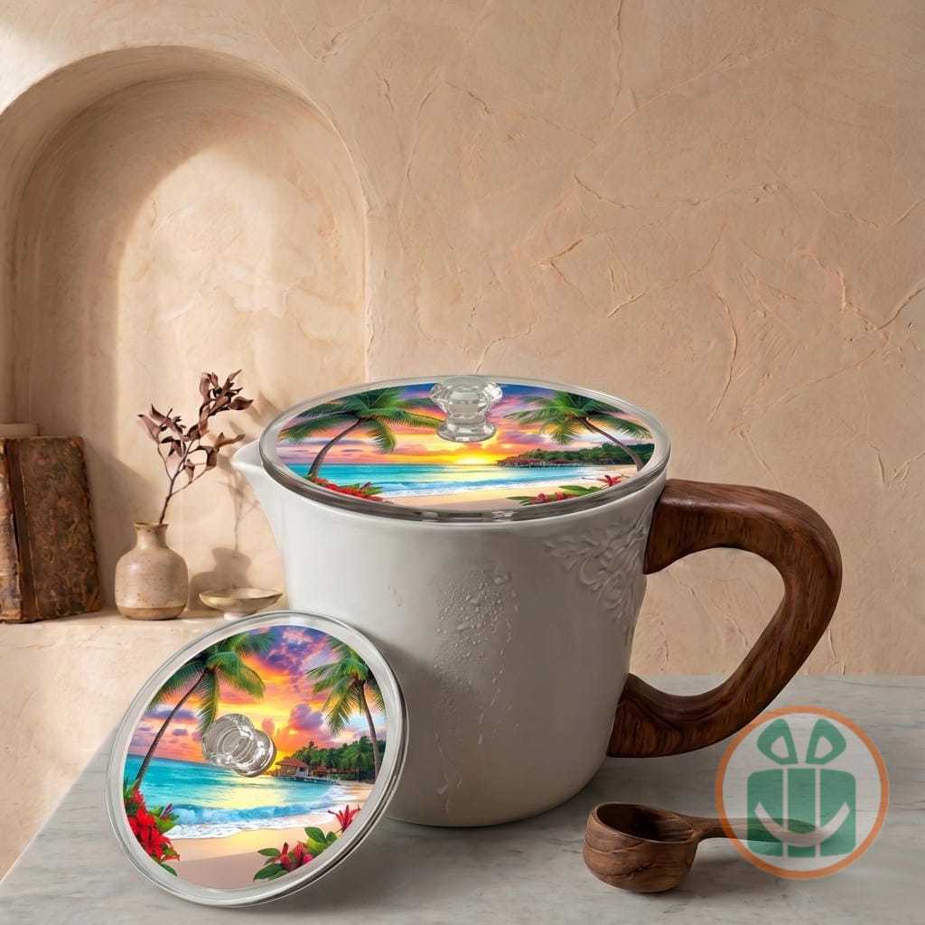 Akrilik Custom Tutup Gelas Mug Motif Sunset  Bahan Acrylic Bebas Request Custom ~~ (Bebas Custom)
