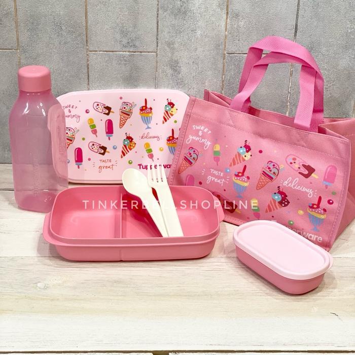 Tupperware Foodie Lunch Set Garpu Sendok Bekal - Sweet Pink