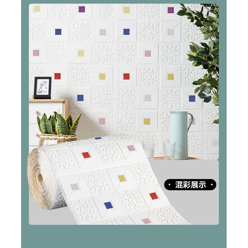 Wallpaper 3d Roll motif bata warna wallpaper Roll panjang/ COD / WALLPAPER 3D 3d Roll Dinding BATU B