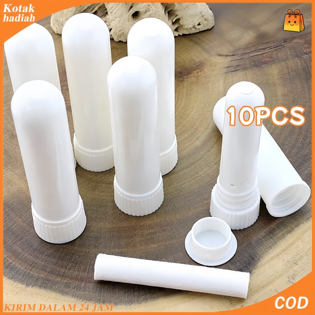 10 Buah Inhaler Kosong Warna Putih Inhaler Tube Dengan Bar Kapas Nasal Inhaler