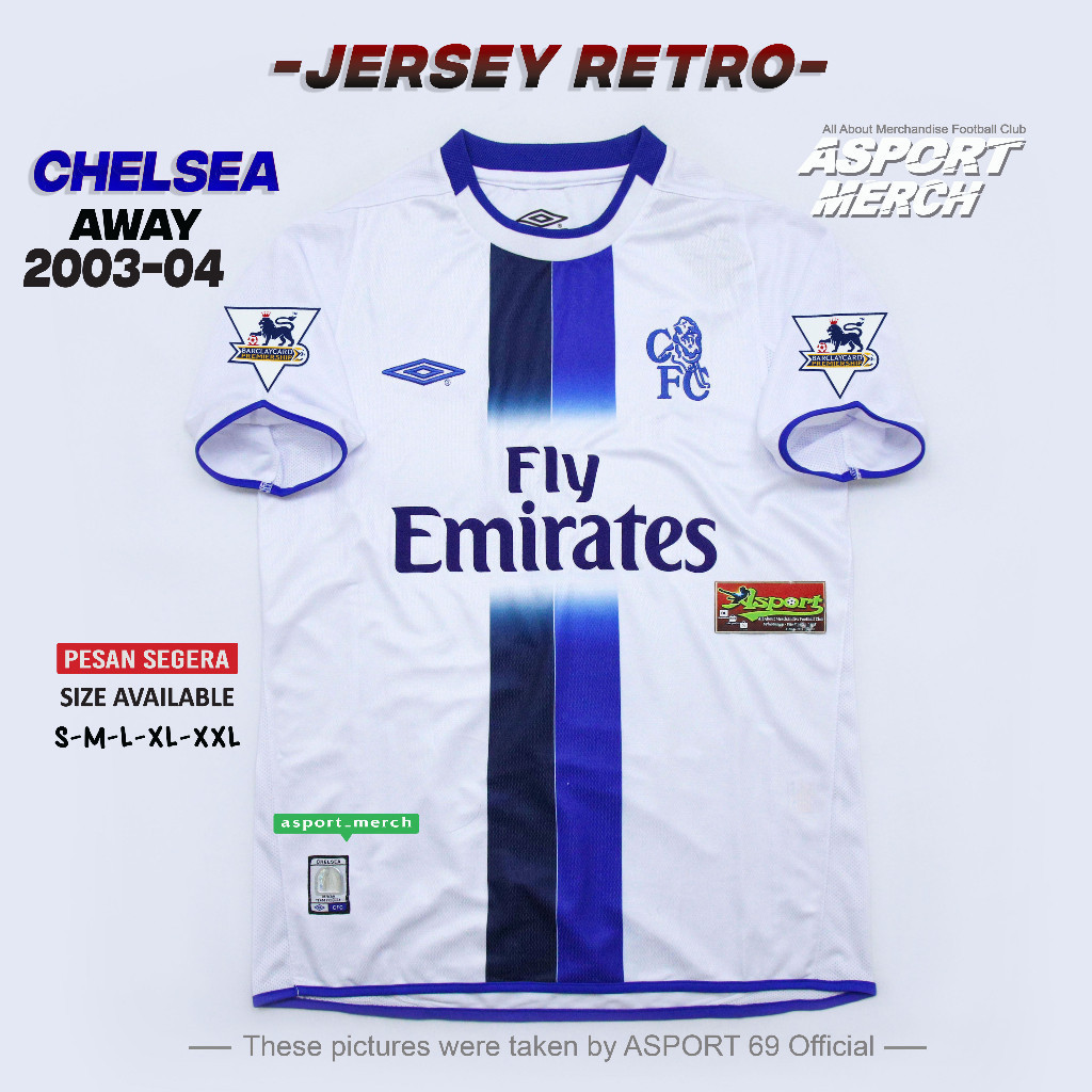 JERSEY BOLA CHELSEA AWAY 2003 2004  JERSEY RETRO CHELSEA AWAY 03 04