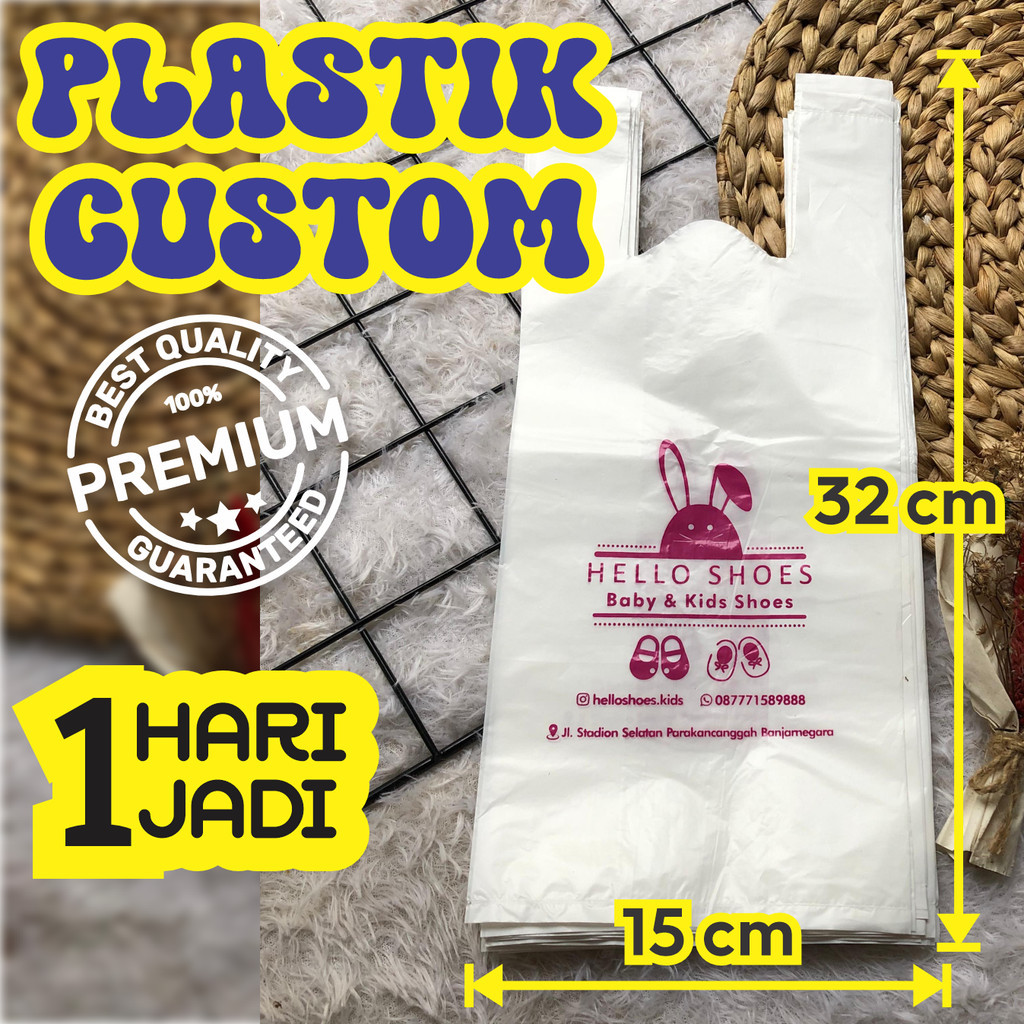 Kantong Kresek Sablon 15 x 32 x 10 cm CUSTOM LOGO FREE DESIGN