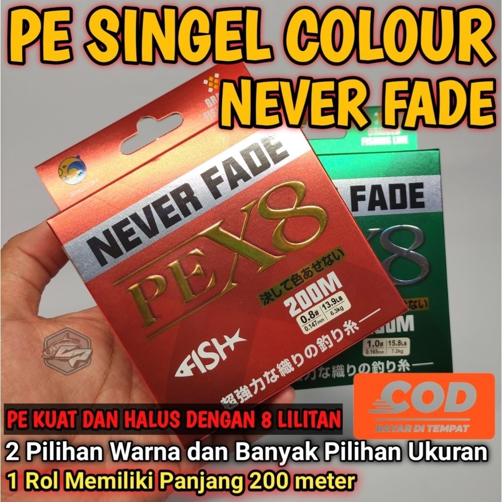 CANDUSHOP Pe WARNA Merah / Pe Never Fade X8 200M / Senar Pe Untuk Memancing