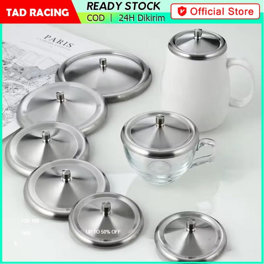 Tutup Cangkir Gelas Cover Stainless Steel Tebal Anti Karat 8-13 cm  - Tutup Gelas Mug Cangkir Stainl