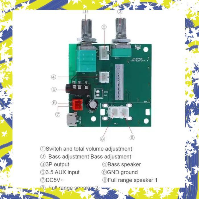 Mini Stereo Amplifier Bluetooth 5.0 ClassD 2.1 Channel Power Dc 5 volt - Ampli Bluetooth