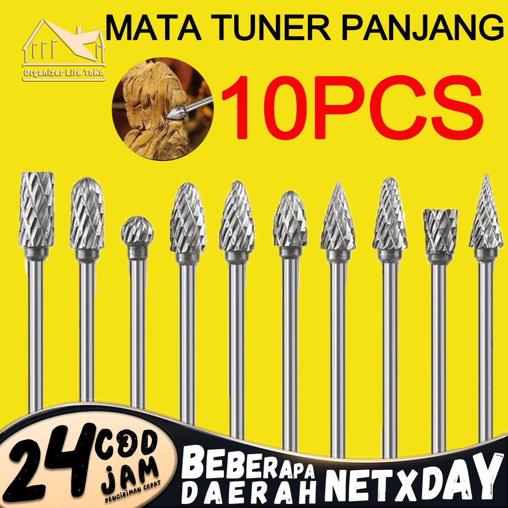 Mata Bor 3X6MM Mata Bor Tuner Panjang Mata Cuner/ Mata Tuner Beton/Kayu/Rotary Burr Dua Arah Impor S