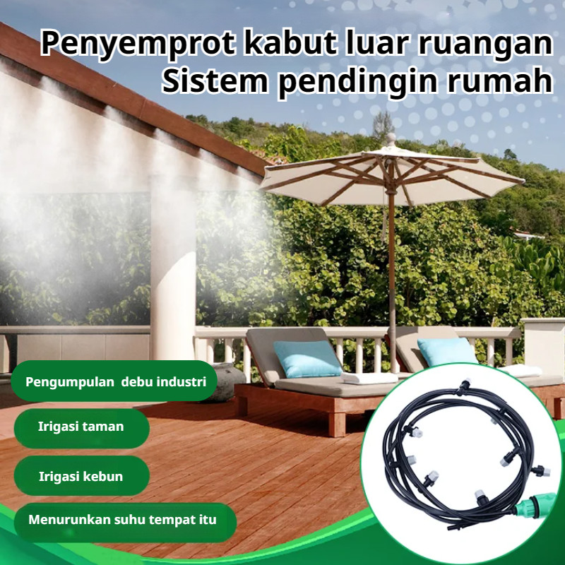 Kit Nozzle Kabut Pendingin Outdoor/Set Penyemprot Kabut Murah & Efisien - Set 10M Selang + 10 Nozzle