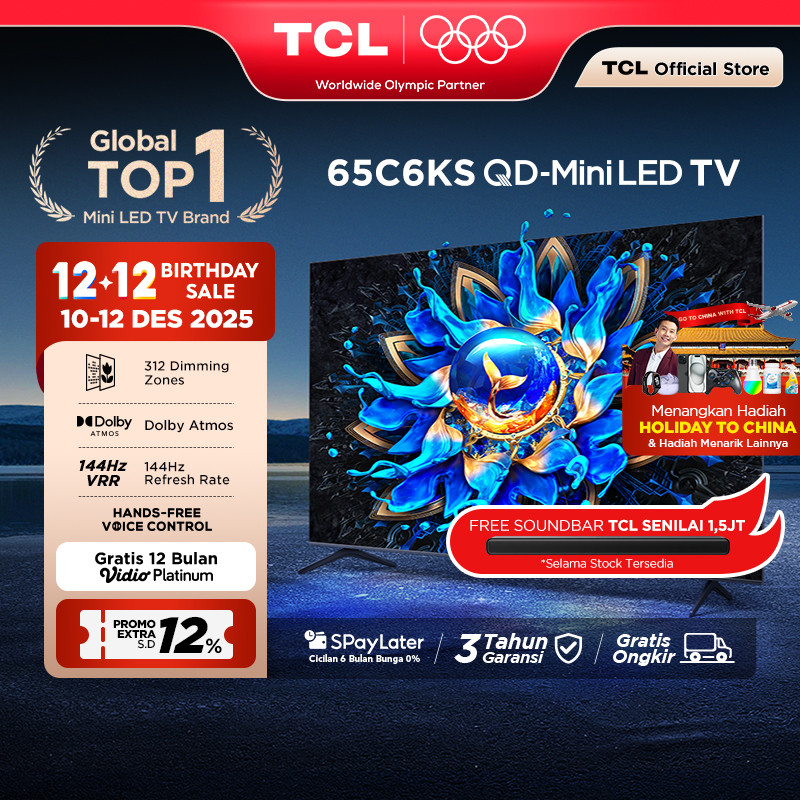 TCL 4K QD-Mini LED TV 65 Inch C6KS - High HDR Brightness - Dolby Vision & Atmos - IMAX Enhanced - Un