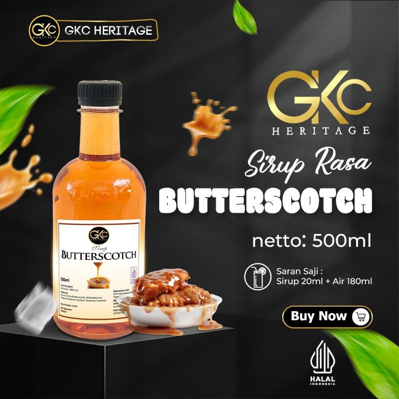 Sirup Premium Rasa Butterscotch GKC Heritage 500ml Halal - Butterscotch Syrup