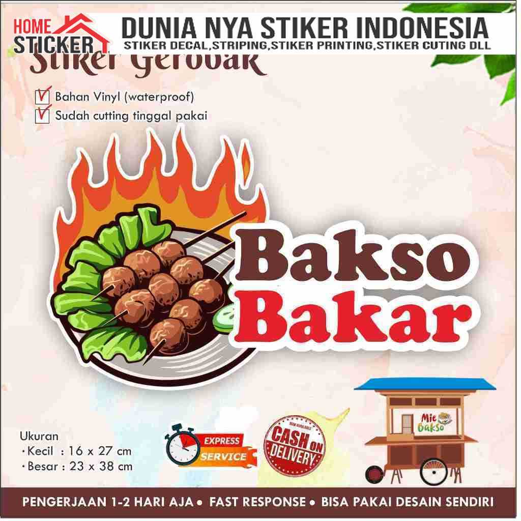 Sticker Kaca Gerobak Bakso / Baso Bakar