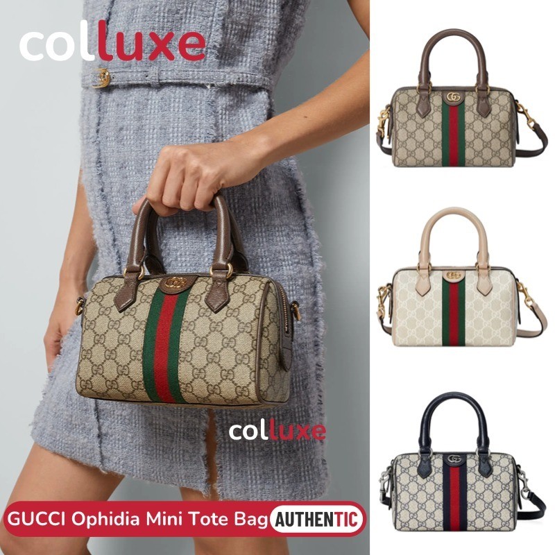 Menyediakan resi Gucci Boston Tote Bag OPHIDIA GG MINI TOP HANDLE BAG Tas belakang