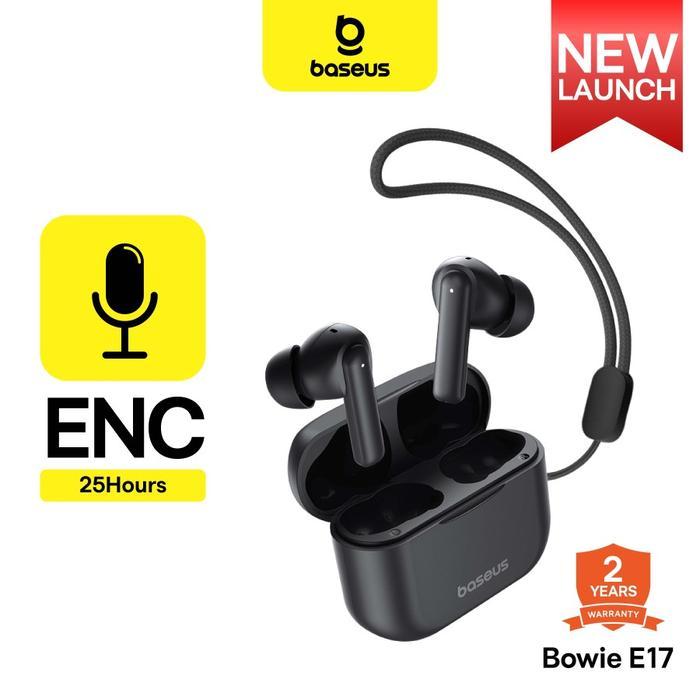 Baseus Bowie E17 True Wireless Earphones TWS ENC Powerful Bass Bluetooth 5.3 - Hitam