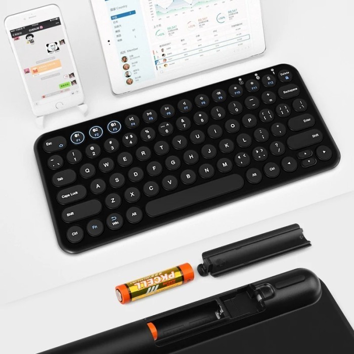 Keyboard Wireless Minimalis Dual Mode Bluetooth 5.0 2.4GHz Koneksi Multi-Device 3 Perangkat Silent K