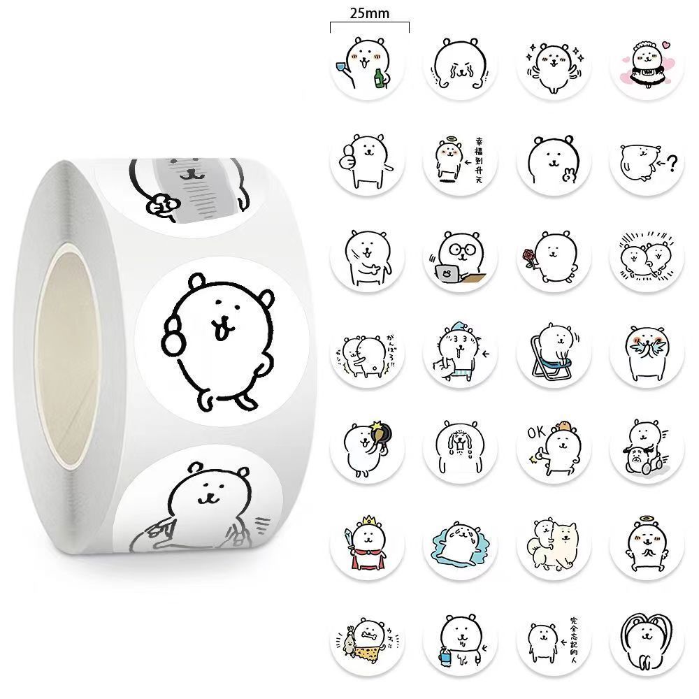 200PCS/Post Hot Nagano Self-deprecating Bear Cute Roll Sticker Funny Mobile Hand Account Sticker Gif