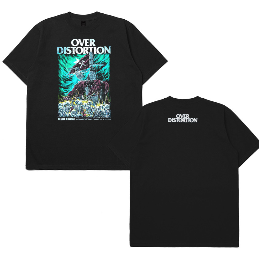 Kaos Pria Band T-Shirt, Over Distortion 10 Tahun Dibaris Design - COD Ready