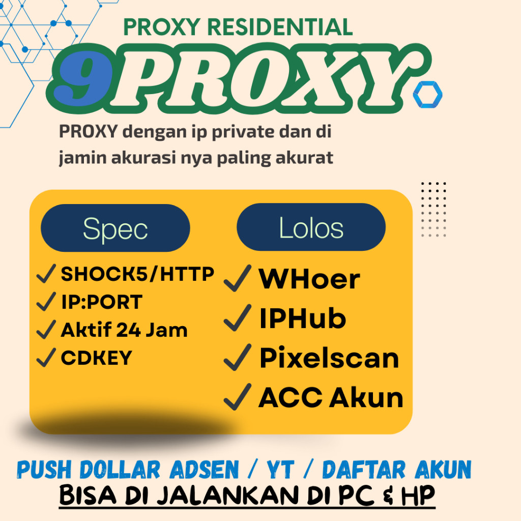 300 Ips Premium Private Proxy 9proxy Super Cepat