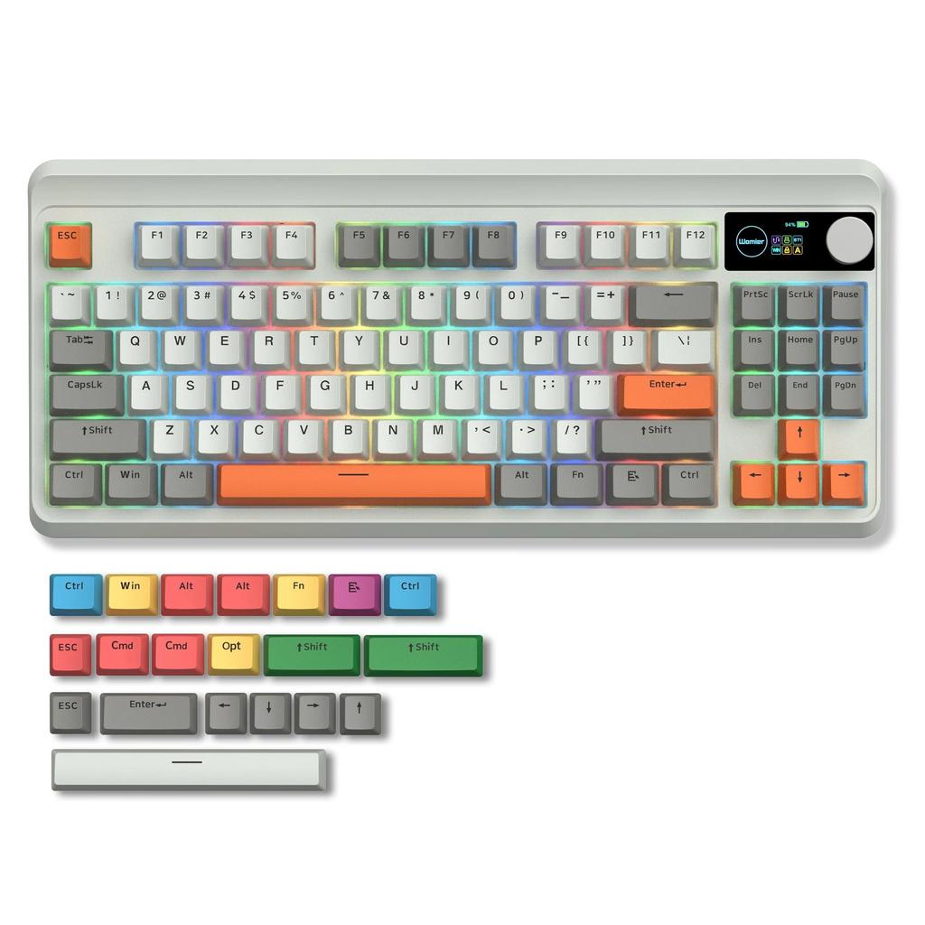 Womier M87pro Meanical Keyboard with splay & Knob Gasket Tri-Mode Wireless Bluetooth/2.4G Hot-Swappa