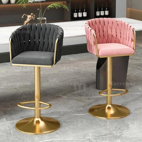 Kursi Bar Velvet Stainless Kursi Bar Besi Minimalis Gold Finish Kursi Bar Bulat