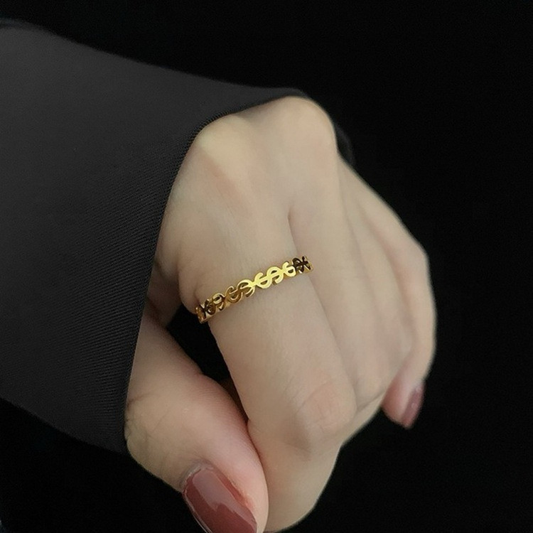 Niche ringan mewah berlapis 18K dolar emas indah cincin koin emas halus desain cincin kekayaan wanit