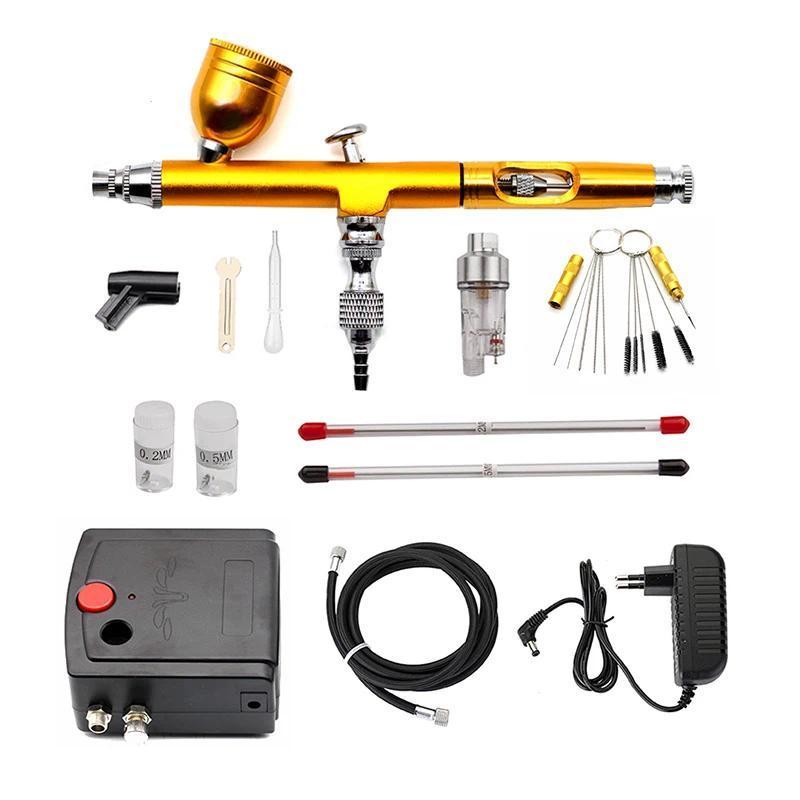 Dual-Action Airbrush Spray Gun Mini Airbrush Compressor Kit Airbrush for Nail Art Makeup Tattoo Mode