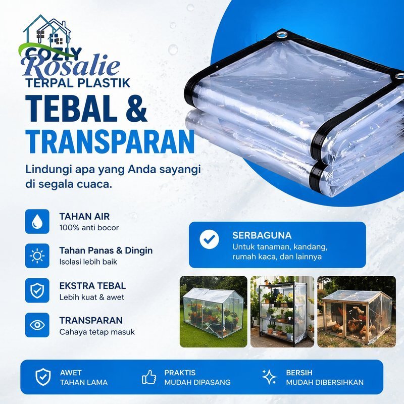 terpal plastik bening tahan air penutup atap gudang kebun kolam ikan tebal anti bocor serbaguna
