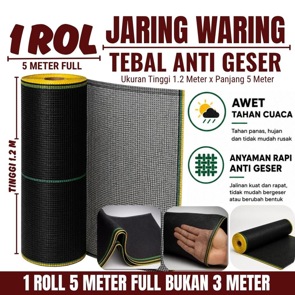 WARING JARING PAGAR TANAMAN PAGAR AYAM PANJANG 5 METER X TINGGI 1,2 METER JARING WARING ANYAMAN RAPI
