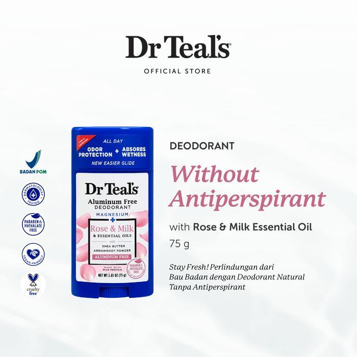 Dr Teal's Deodorant Magnesium/Deodoran Tanpa Antiperspirant - Rose Essential Oil & Shea Butter 75 ML
