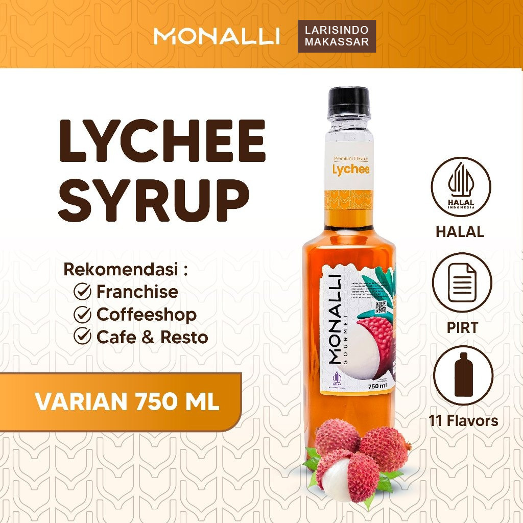 Monalli Syrup - 750 mL Lychee Syrup_Sirup Leci Premium_Sirup Mocktail_Sirup Fruity