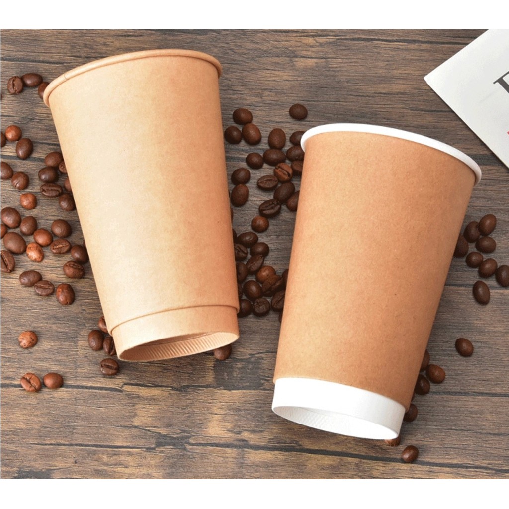 Gelas Kertas Papercup Double Wall Full Kraft 8oz 12oz 16oz 22oz | Papercup Tebal Tahan Panas • Anti 