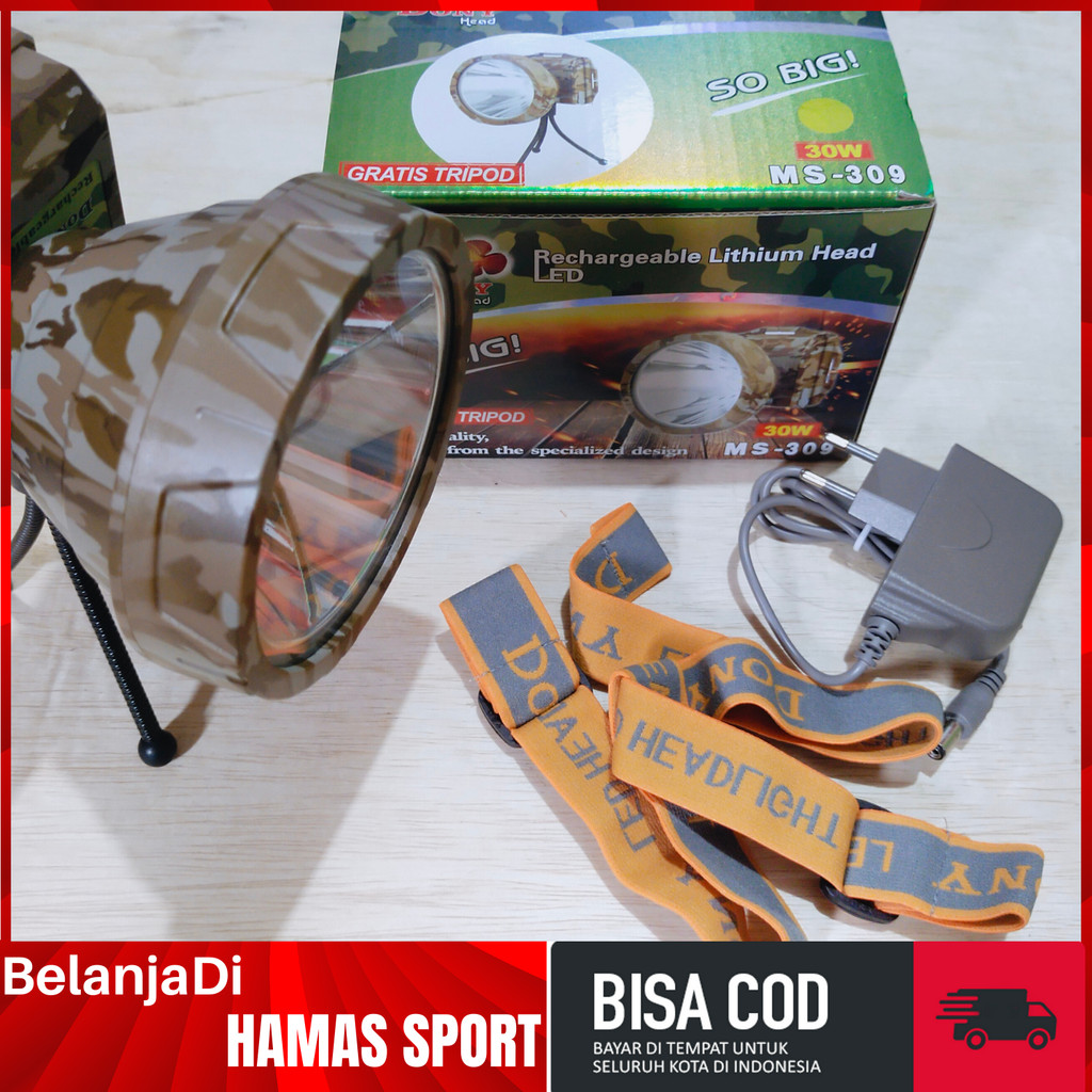 DONY KL 309 CAHAYA KUNING 30 WATT BONUS TRIPOD | SENTER KEPALA | DONY JUMBO