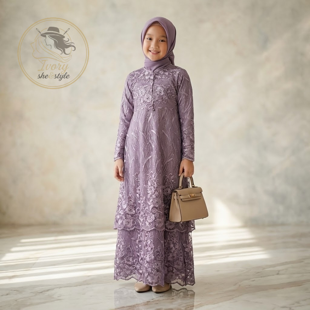 Ivory - KID VIRA (3-4THN 5-6THN 7-8THN 9-10THN 11-13THN 14-16THN) GAMIS ANAK MAXI VIRA GAMIS BRUKAT 