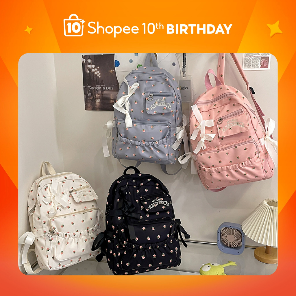 TRISANSHOP [Shopee Special 10th Birthday] Mismi Urvi Bag Tas Ransel Wanita Stylish Flower Korean Sch