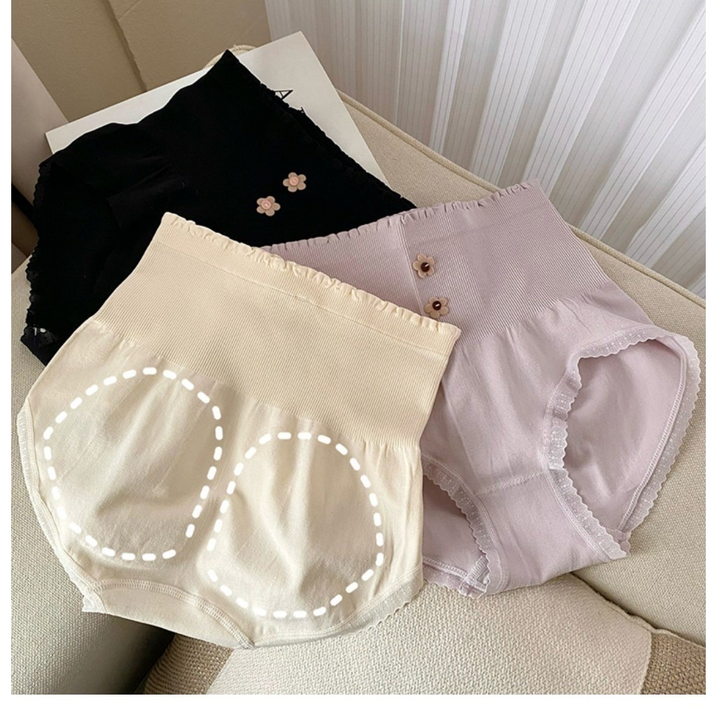 Celana Dalam Wanita Highwaist Motif 2 Bunga 6927 Anti Bakteri Celana Pendek Bahan Katun Renda Sempak