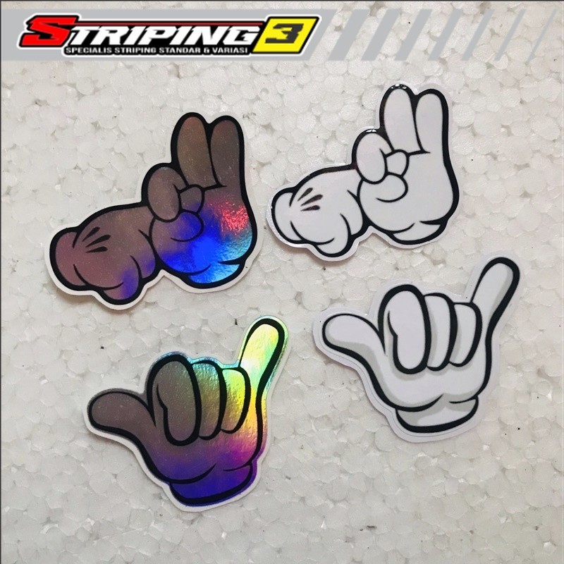 Stiker Tangan Ritrama dan Hologram Cutting Laminasi Glossy