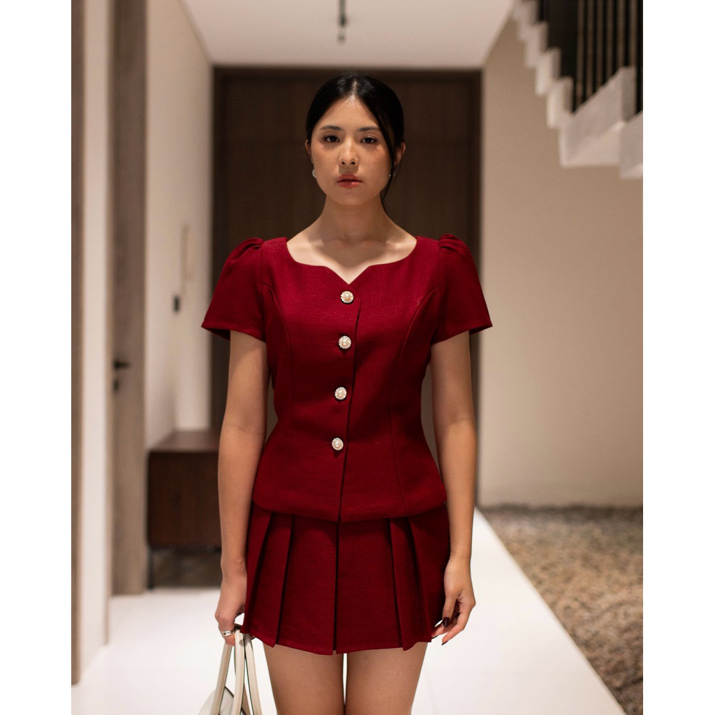 IWEARGRACIE - Sorelle Tweed Top / Set / Atasan Wanita / Setelan Rok Celana / Tweed Top / Tweed Set