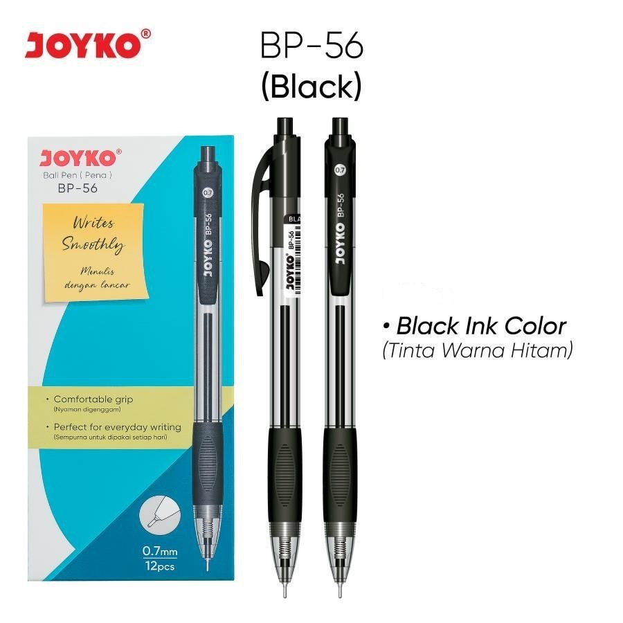 JOYKO BP-56 PULPEN GEL 0.7mm Tinta Hitam (1LUSIN)