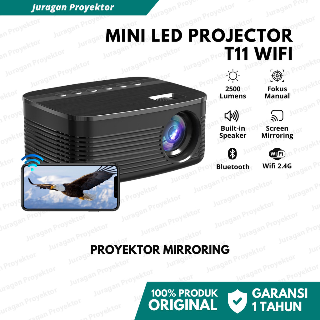 Proyektor Mini LED T11 Wifi 2500 Lumens | Proyektor Mini Wifi | Proyektor Mini Portable | Proyektor 